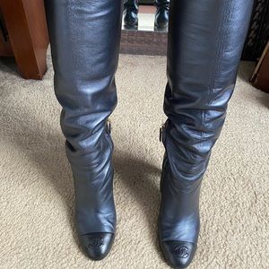 Chanel round toe boots